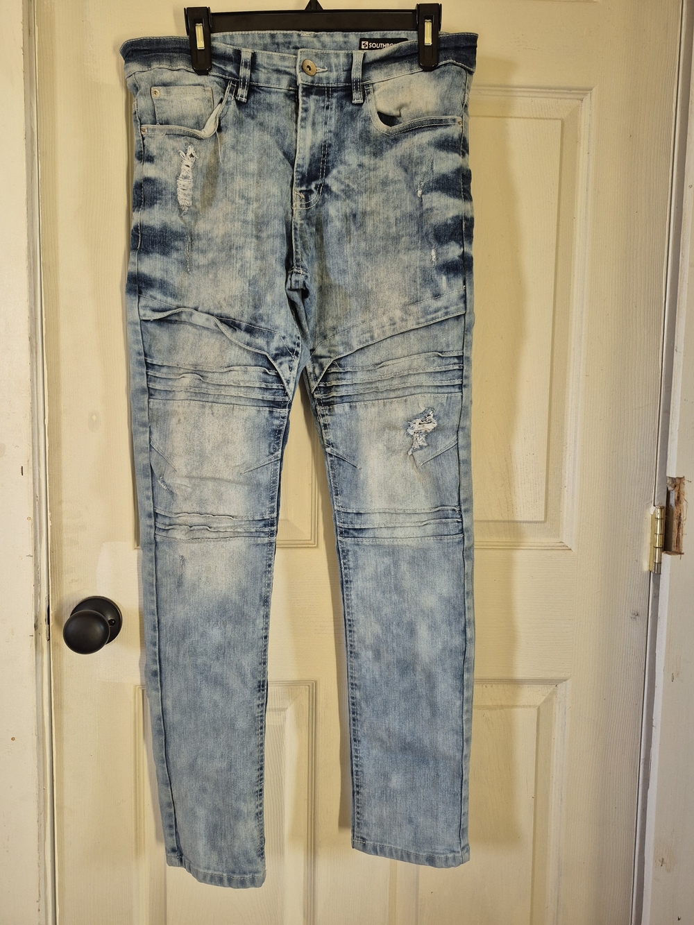 Distressed Light Blue Skinny Jeans by South Pole